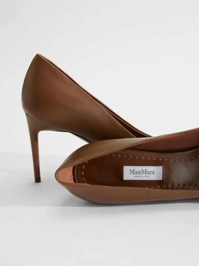 Women Max Mara Dcollet Nappa Leather Court Shoes Brown