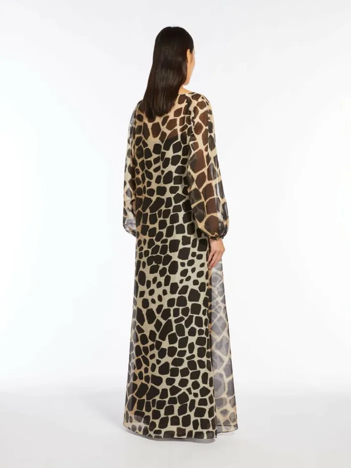 Women Max Mara Dresses Animalprint Muslin Kaftan Dress Beige