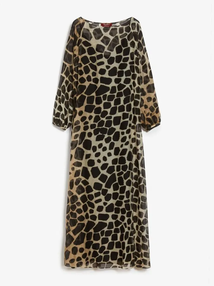Women Max Mara Dresses Animalprint Muslin Kaftan Dress Beige
