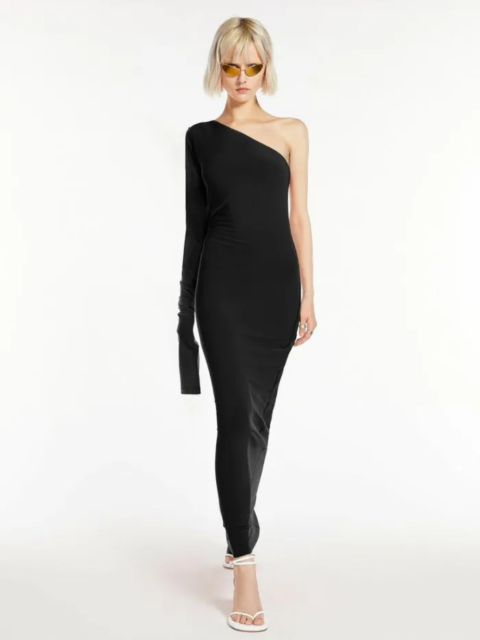 Women Max Mara Dresses Asymmetrical Jersey Dress Black