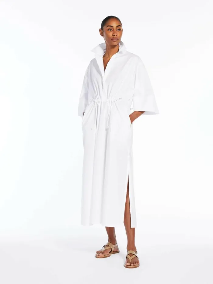 Women Max Mara Dresses Cotton And Silk Dress With Drawstring Optical White