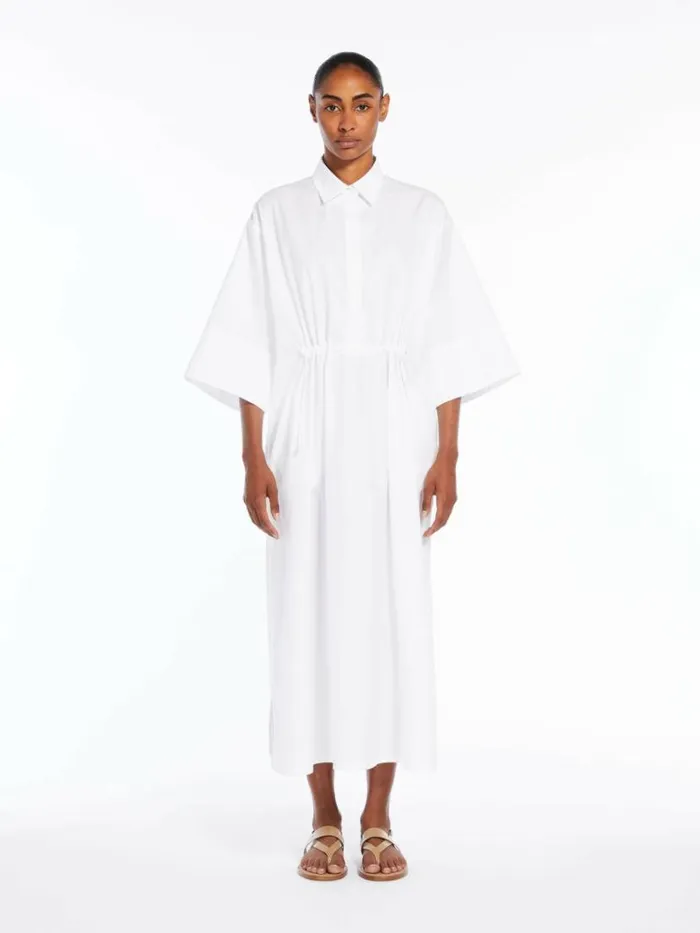 Women Max Mara Dresses Cotton And Silk Dress With Drawstring Optical White