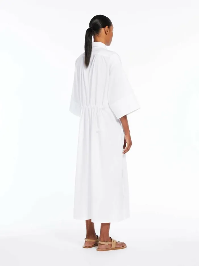 Women Max Mara Dresses Cotton And Silk Dress With Drawstring Optical White