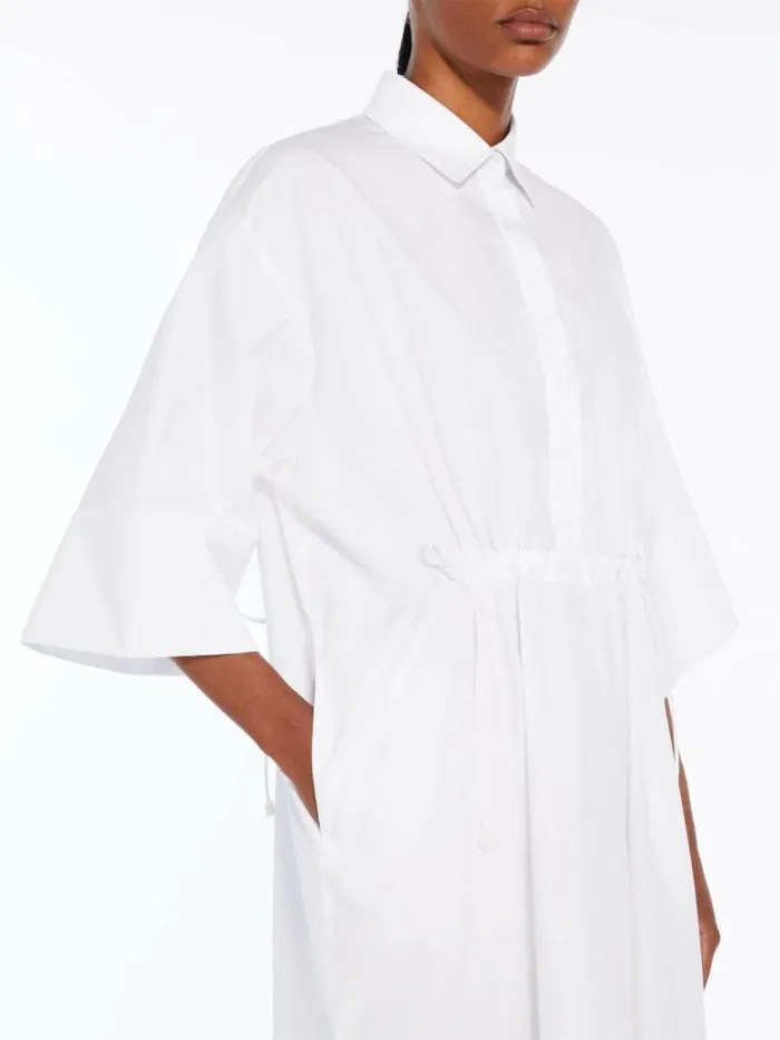 Women Max Mara Dresses Cotton And Silk Dress With Drawstring Optical White