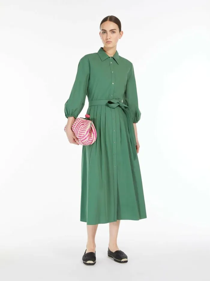 Women Max Mara Dresses Cotton Poplin Dress Green