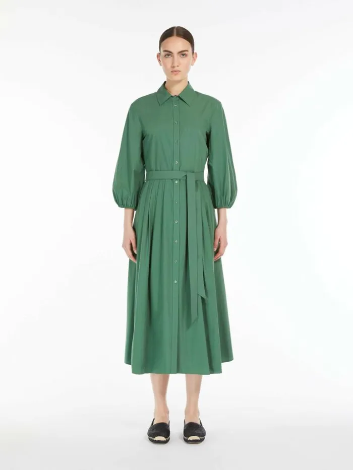 Women Max Mara Dresses Cotton Poplin Dress Green