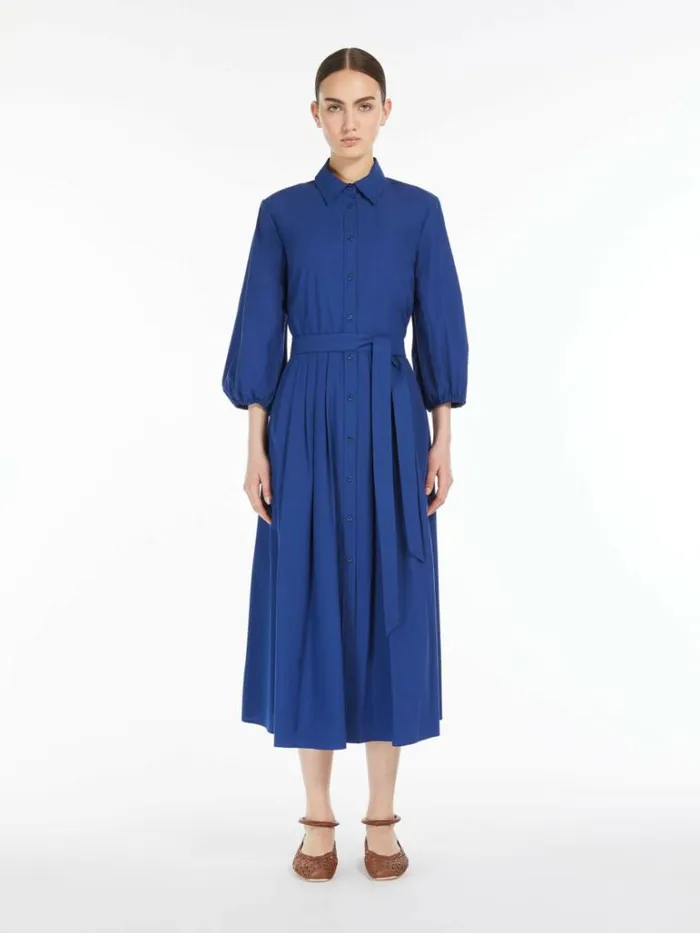 Women Max Mara Dresses Cotton Poplin Dress Navy