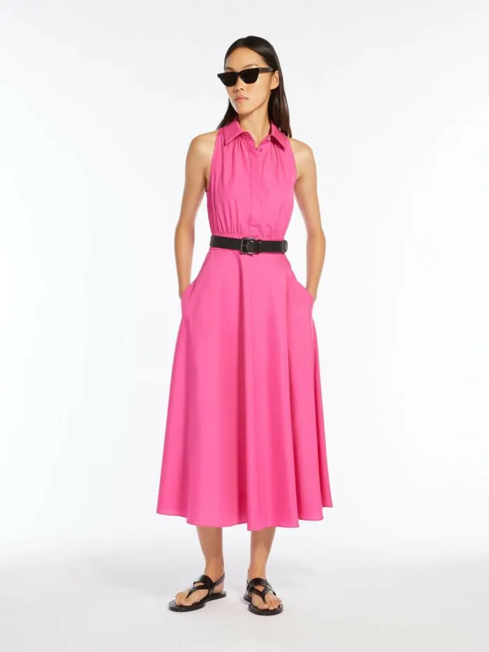 Women Max Mara Dresses Cotton Poplin Polo Dress Fuchsia