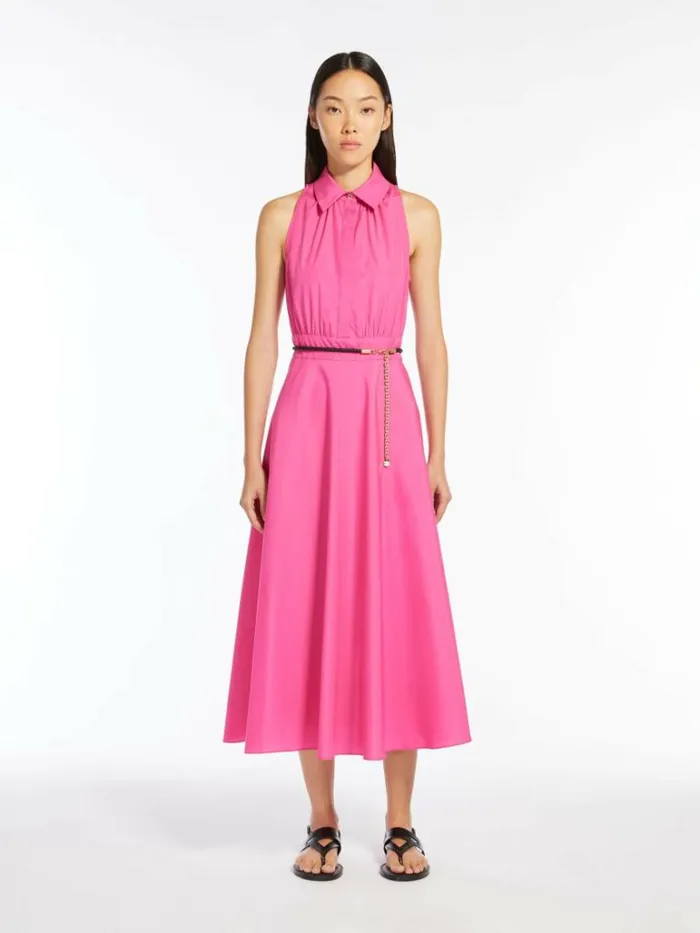 Women Max Mara Dresses Cotton Poplin Polo Dress Fuchsia