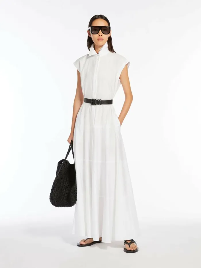 Women Max Mara Dresses Cotton Shirt Dress Optical White
