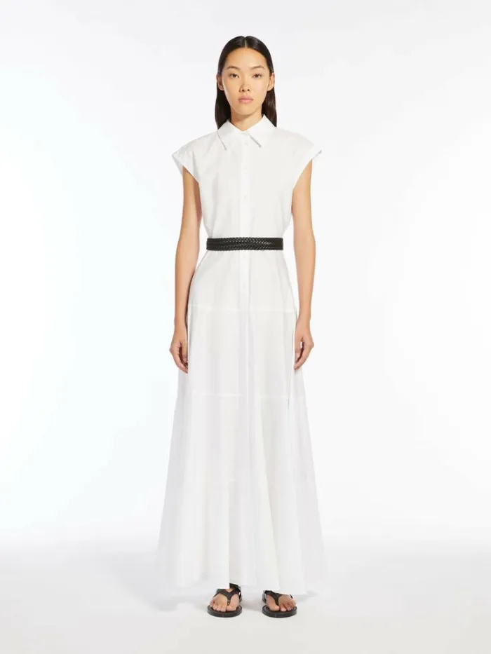 Women Max Mara Dresses Cotton Shirt Dress Optical White