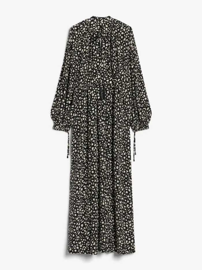 Women Max Mara Dresses Long Printed Silk Dress Black White