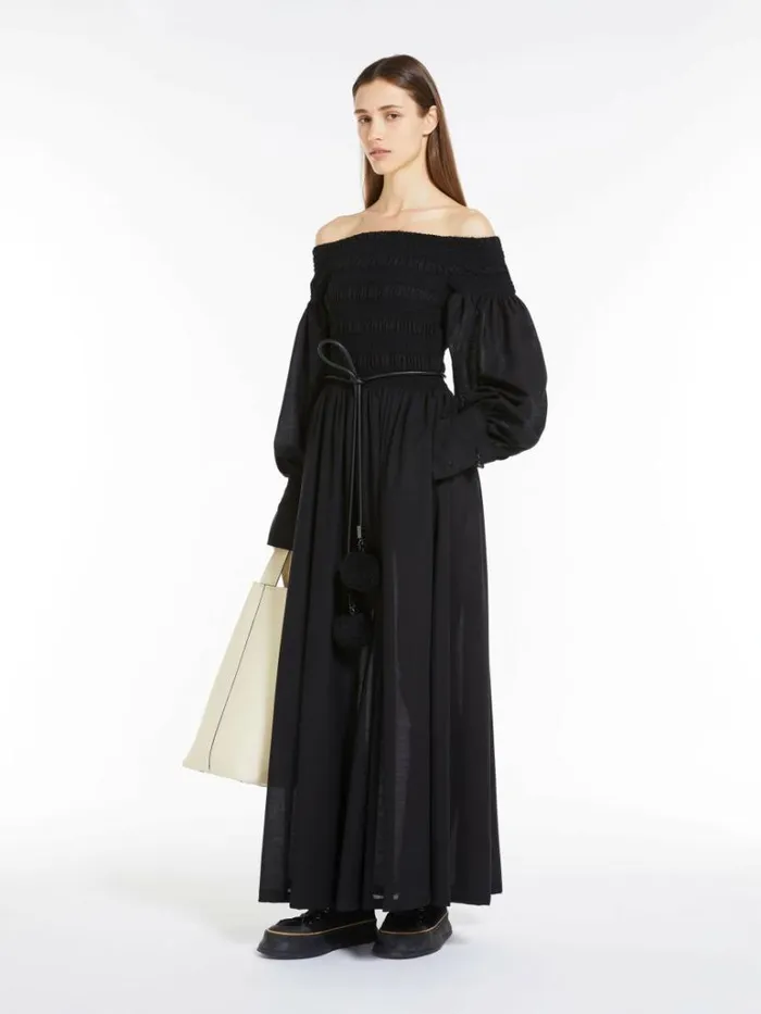 Women Max Mara Dresses Off The Shoulder Wool Dress Black