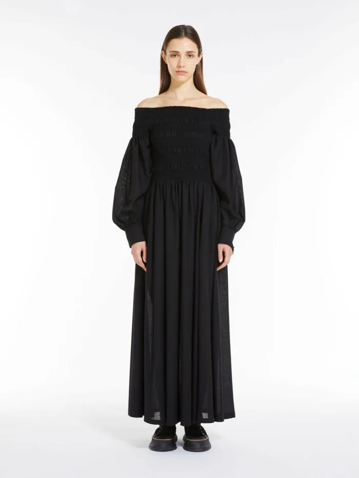 Women Max Mara Dresses Off The Shoulder Wool Dress Black
