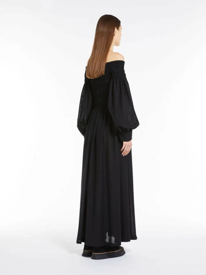Women Max Mara Dresses Off The Shoulder Wool Dress Black