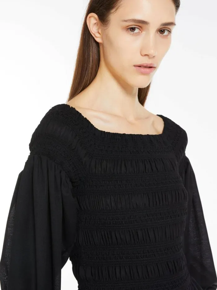 Women Max Mara Dresses Off The Shoulder Wool Dress Black