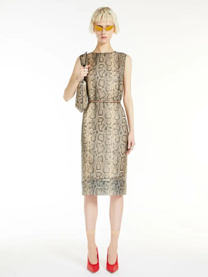 Women Max Mara Dresses Pythonprint Organza Dress Beige