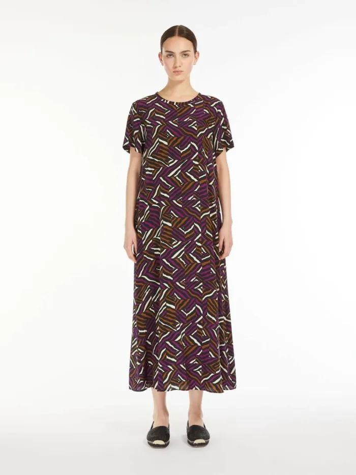 Women Max Mara Dresses Silk Crepe De Chine Dress Purple