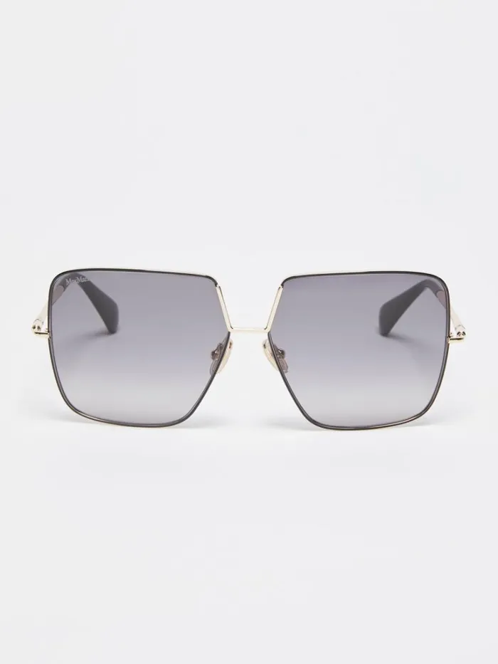 Women Max Mara Eyewear Oversized Metal Sunglasses Black