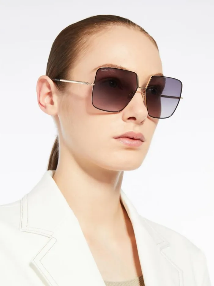 Women Max Mara Eyewear Oversized Metal Sunglasses Black