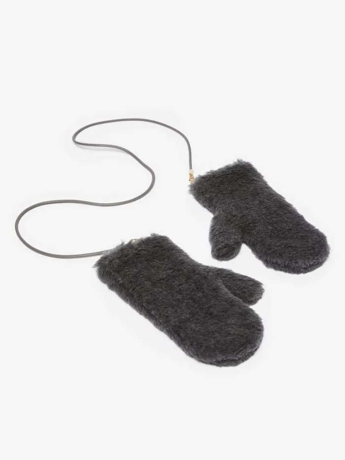 Women Max Mara Gloves Mittens In Teddy Fabric Dark Grey