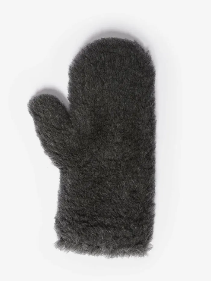 Women Max Mara Gloves Mittens In Teddy Fabric Dark Grey