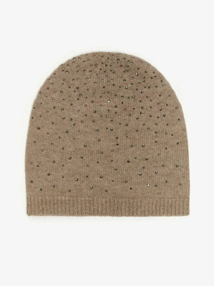 Women Max Mara Hats Cashmere And Rhinestone Beanie Beige