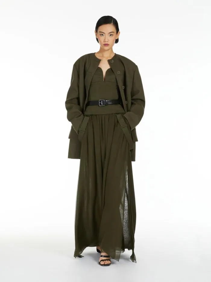 Women Max Mara Jackets And Blazers Cotton Shirt Jacket Kaki