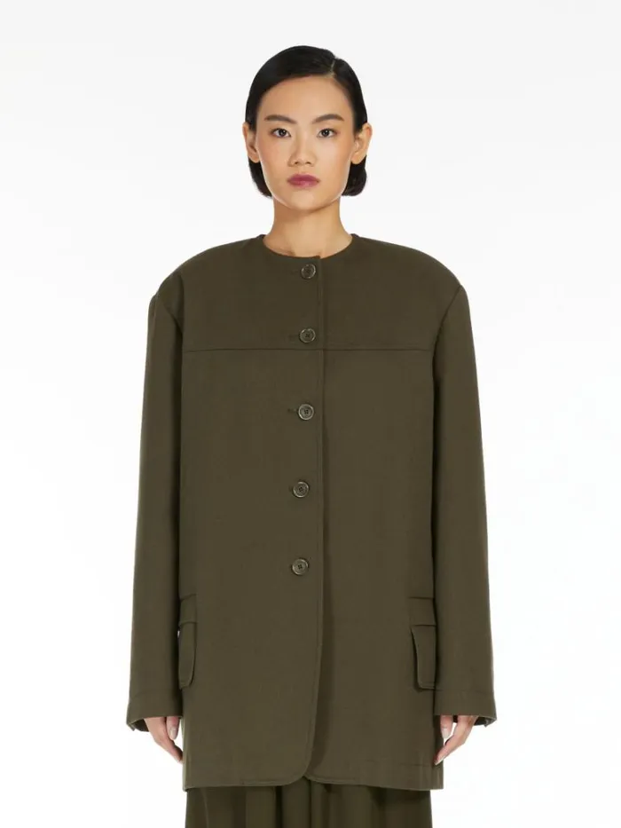 Women Max Mara Jackets And Blazers Cotton Shirt Jacket Kaki