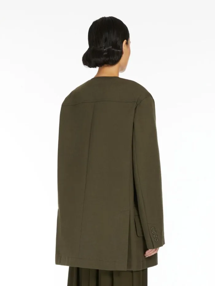 Women Max Mara Jackets And Blazers Cotton Shirt Jacket Kaki