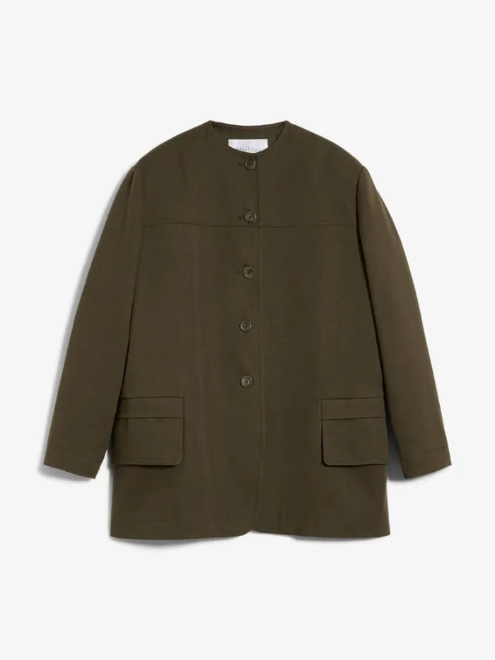 Women Max Mara Jackets And Blazers Cotton Shirt Jacket Kaki