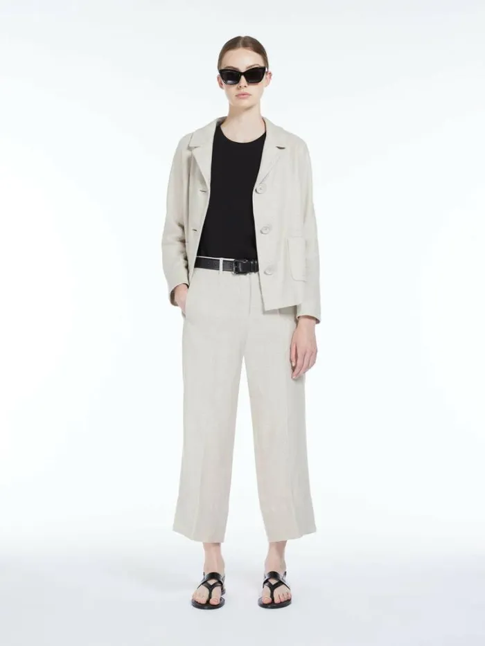 Women Max Mara Jackets And Blazers Linen And Cotton Basketweave Jacket Ecru