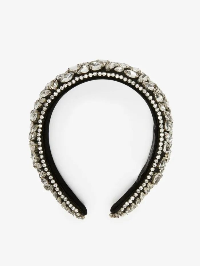 Women Max Mara Jewelry Bead And Rhinestone Headband Optical White