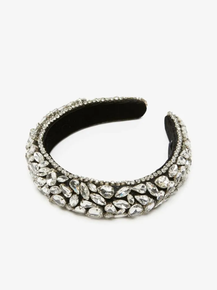 Women Max Mara Jewelry Bead And Rhinestone Headband Optical White