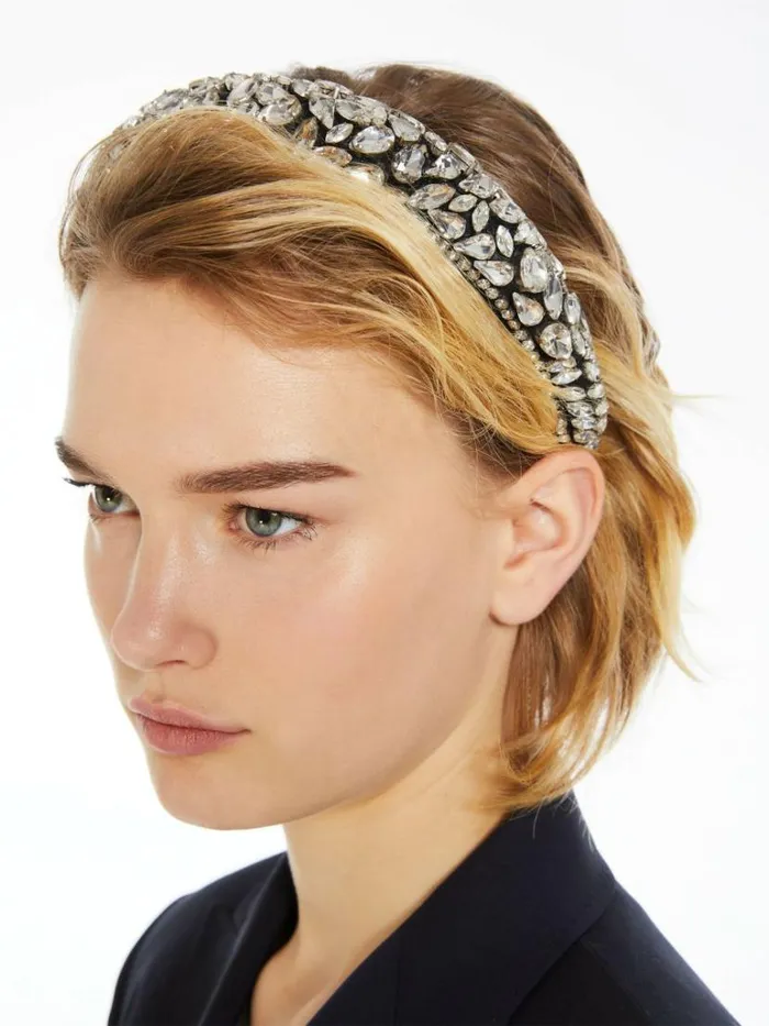 Women Max Mara Jewelry Bead And Rhinestone Headband Optical White