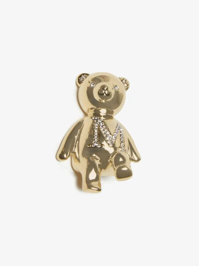 Women Max Mara Jewelry Metal Brooch With Rhinestones Gold