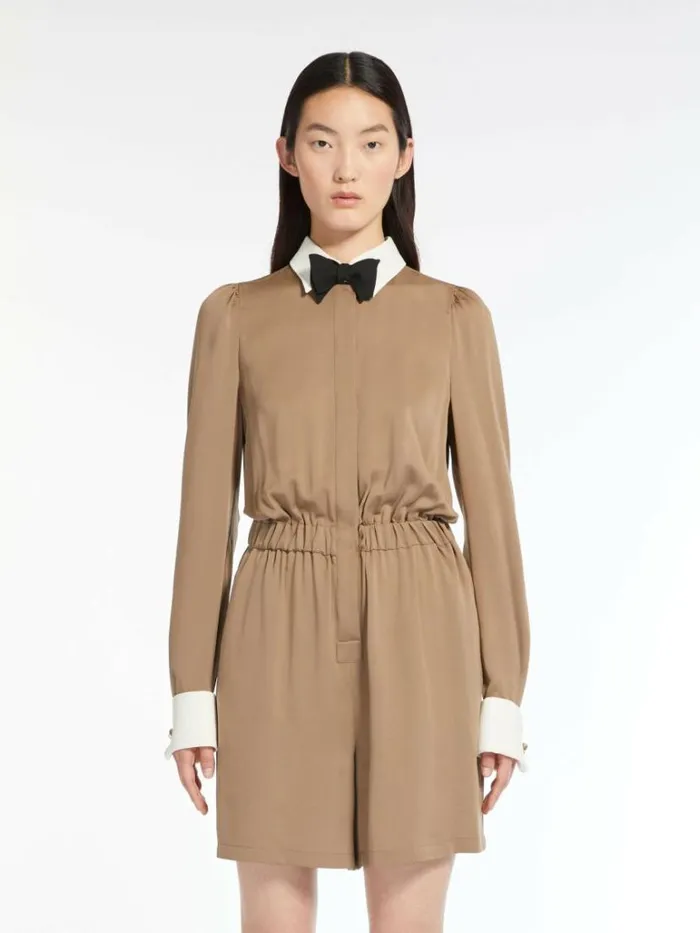 Women Max Mara Jumpsuits Short Jumpsuit In Silk Charmeuse Earth
