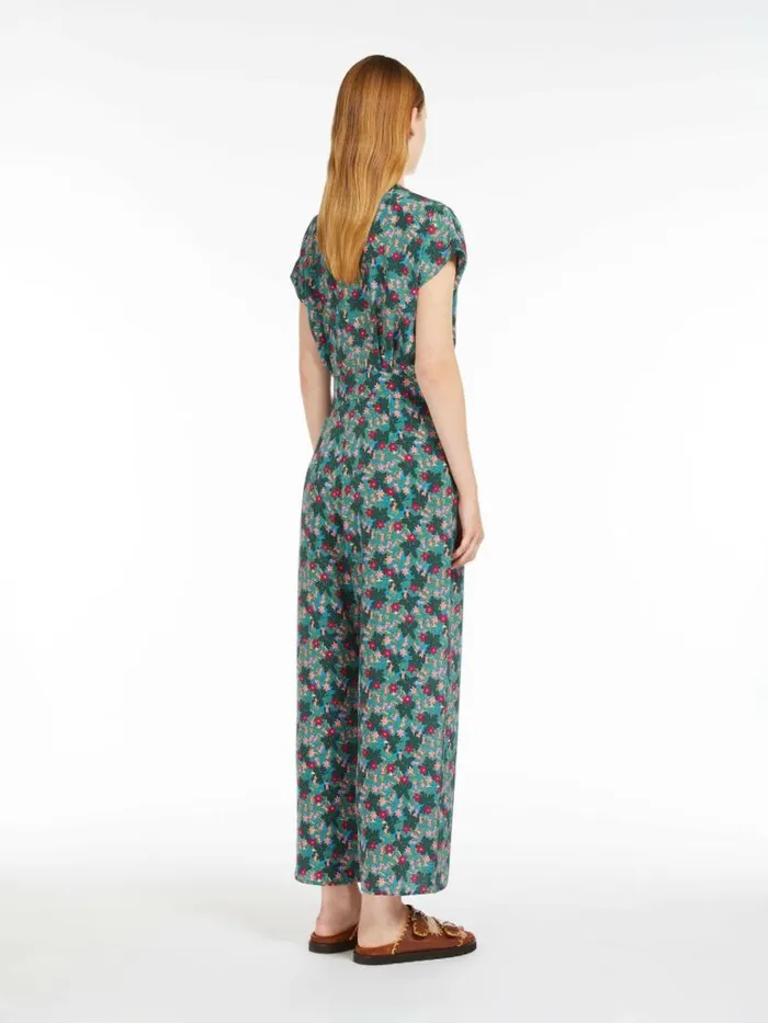 Women Max Mara Jumpsuits Silk Crepe De Chine Jumpsuit Green