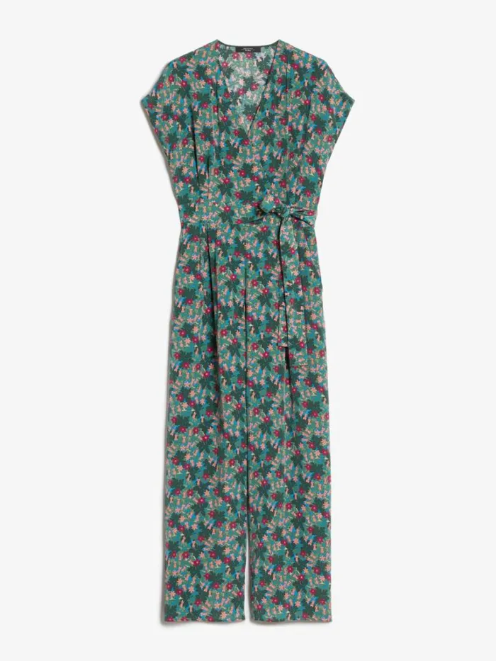 Women Max Mara Jumpsuits Silk Crepe De Chine Jumpsuit Green