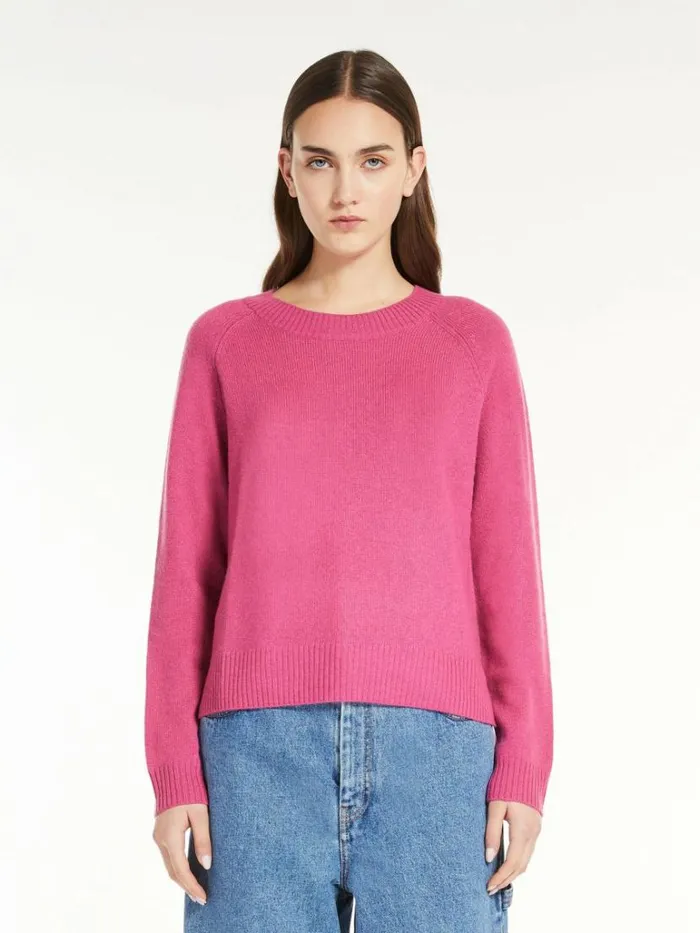 Women Max Mara Knitwear Cashmere Crewneck Sweater Fuchsia
