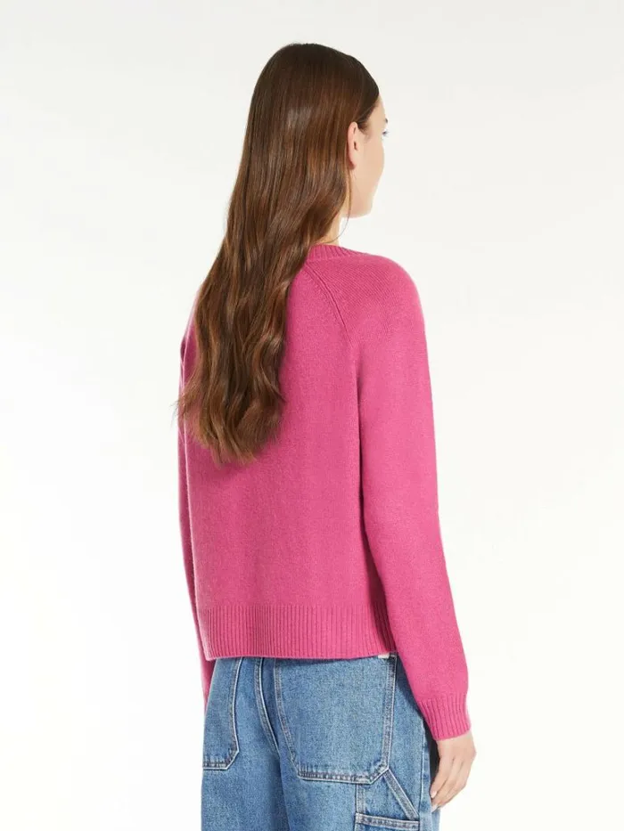 Women Max Mara Knitwear Cashmere Crewneck Sweater Fuchsia