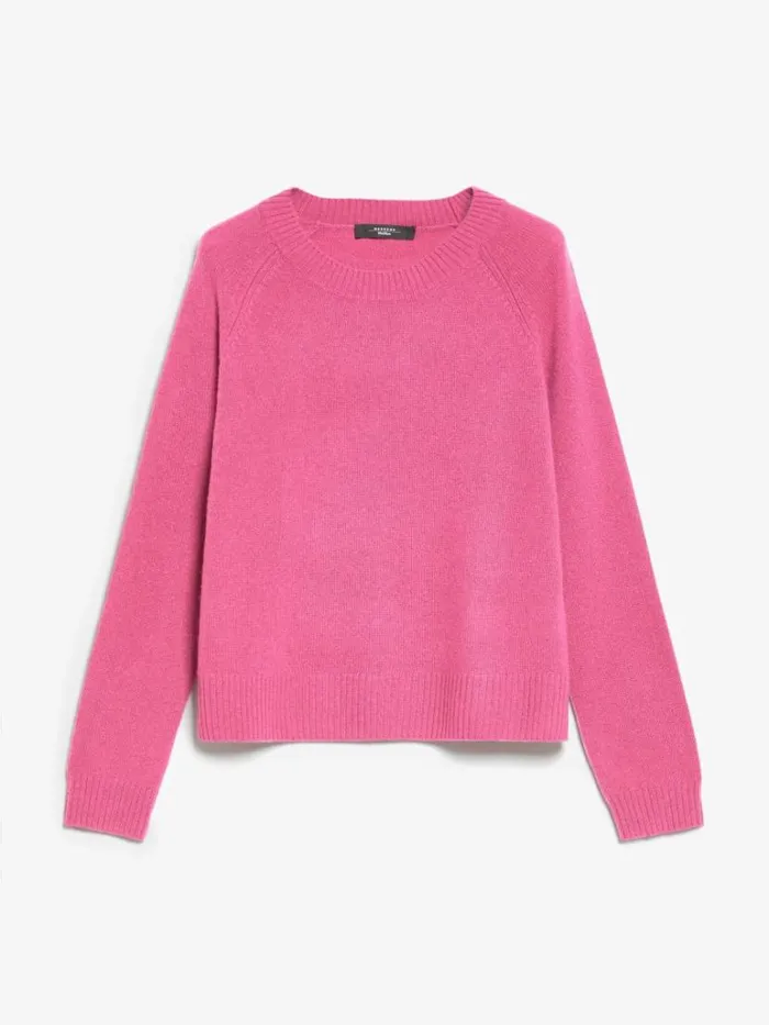 Women Max Mara Knitwear Cashmere Crewneck Sweater Fuchsia