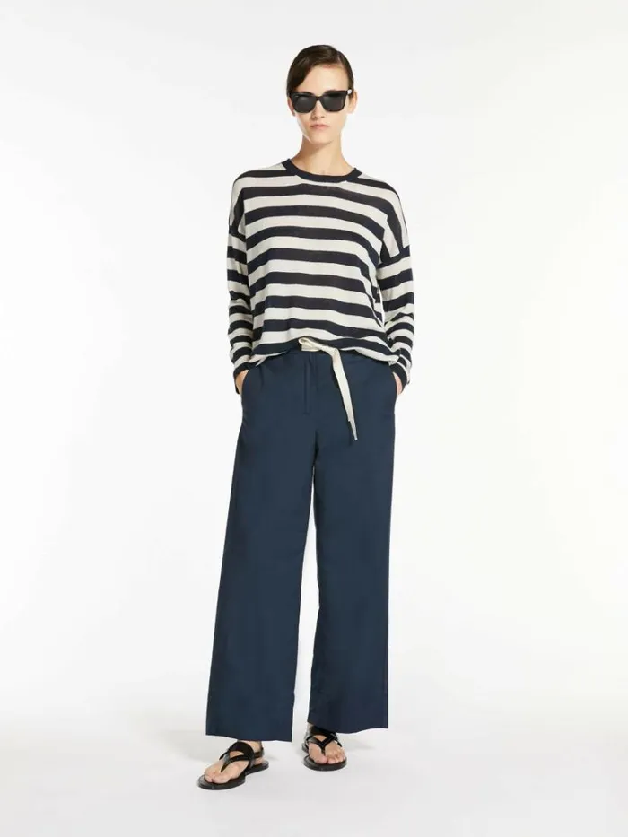 Women Max Mara Knitwear Crewneck Jumper In Linen Yarn Ultramarine