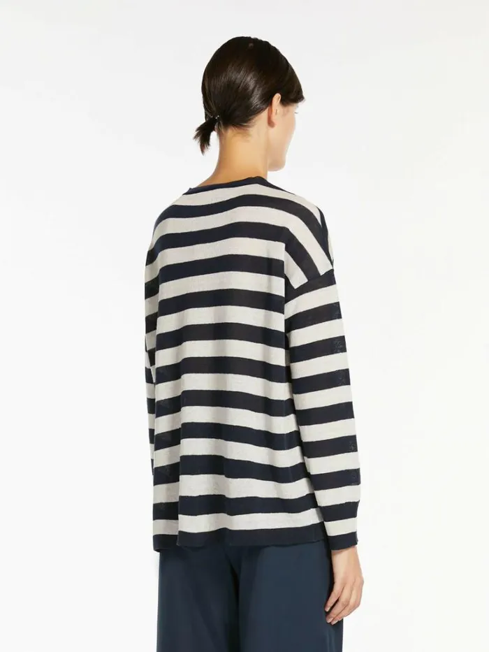Women Max Mara Knitwear Crewneck Jumper In Linen Yarn Ultramarine