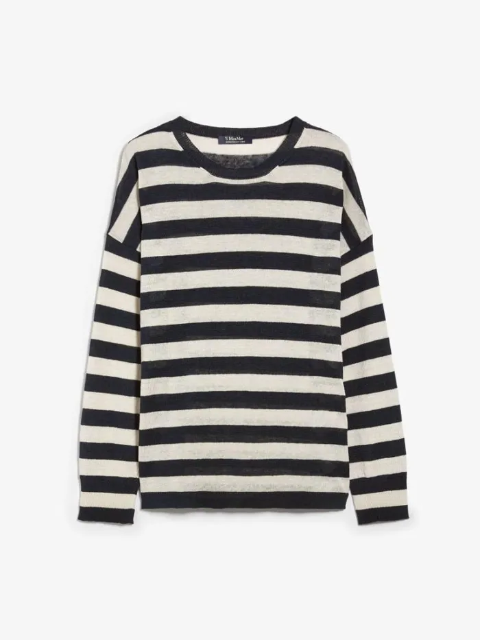 Women Max Mara Knitwear Crewneck Jumper In Linen Yarn Ultramarine