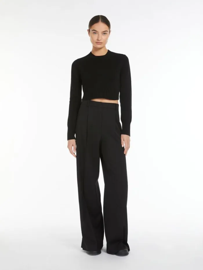 Women Max Mara Knitwear Cropped Cashmere Jumper Black