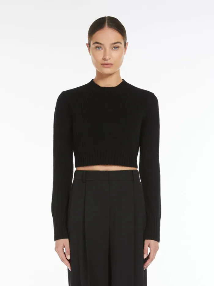 Women Max Mara Knitwear Cropped Cashmere Jumper Black
