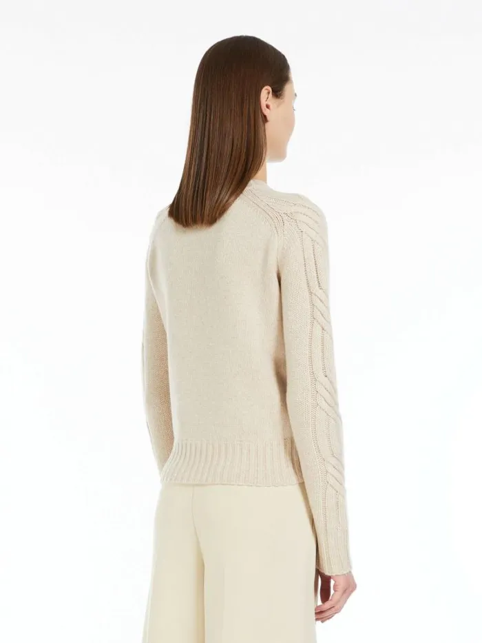 Women Max Mara Knitwear Pure Cashmere Crewneck Jumper Beige