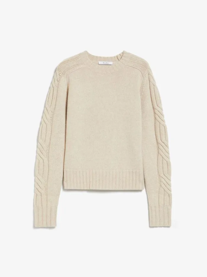 Women Max Mara Knitwear Pure Cashmere Crewneck Jumper Beige