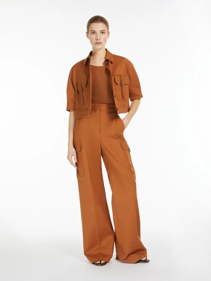 Women Max Mara Knitwear Ribbed Viscose Top Tobacco